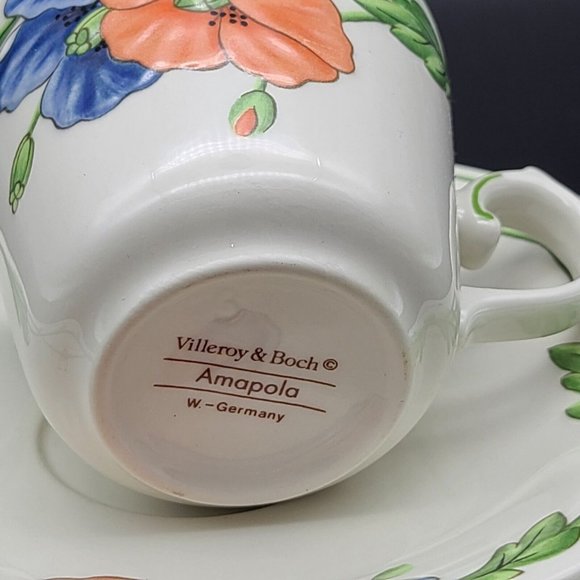 Villeroy Boch set of three (3) Amapola Tea Cup+Saucer+salad plate W.Germany new - Picture 10 of 12